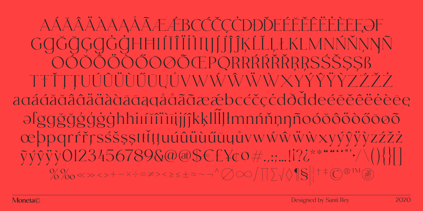 Moneta font preview glyphs