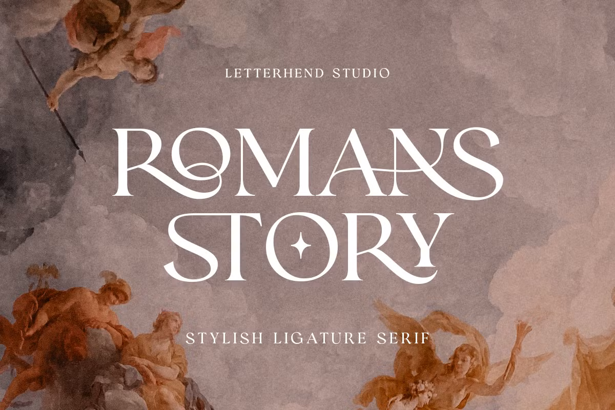 Romans Story, mixed ligature serif font