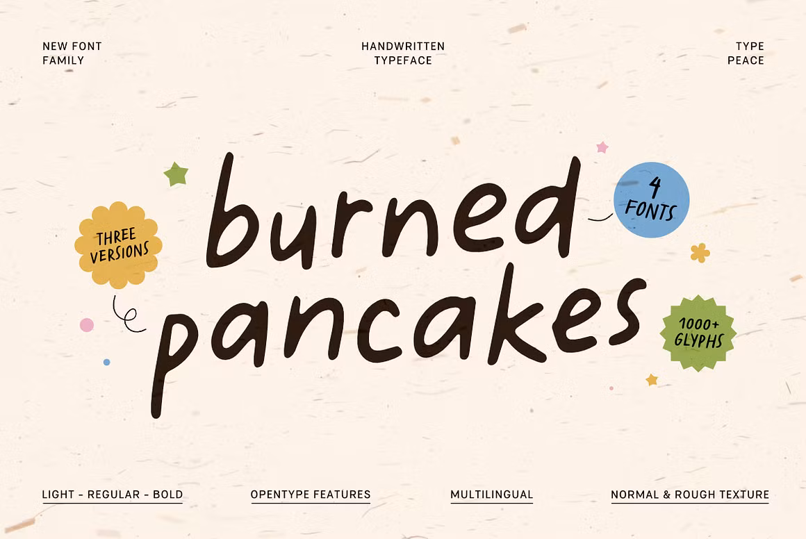 Burned Pancakes, a casual handwritten script